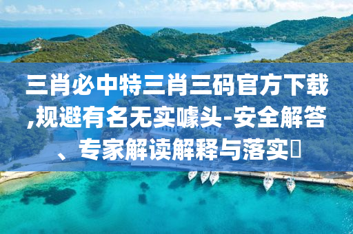 三肖必中特三肖三碼官方下載,規(guī)避有名無實噱頭-安全解答、專家解讀解釋與落實?